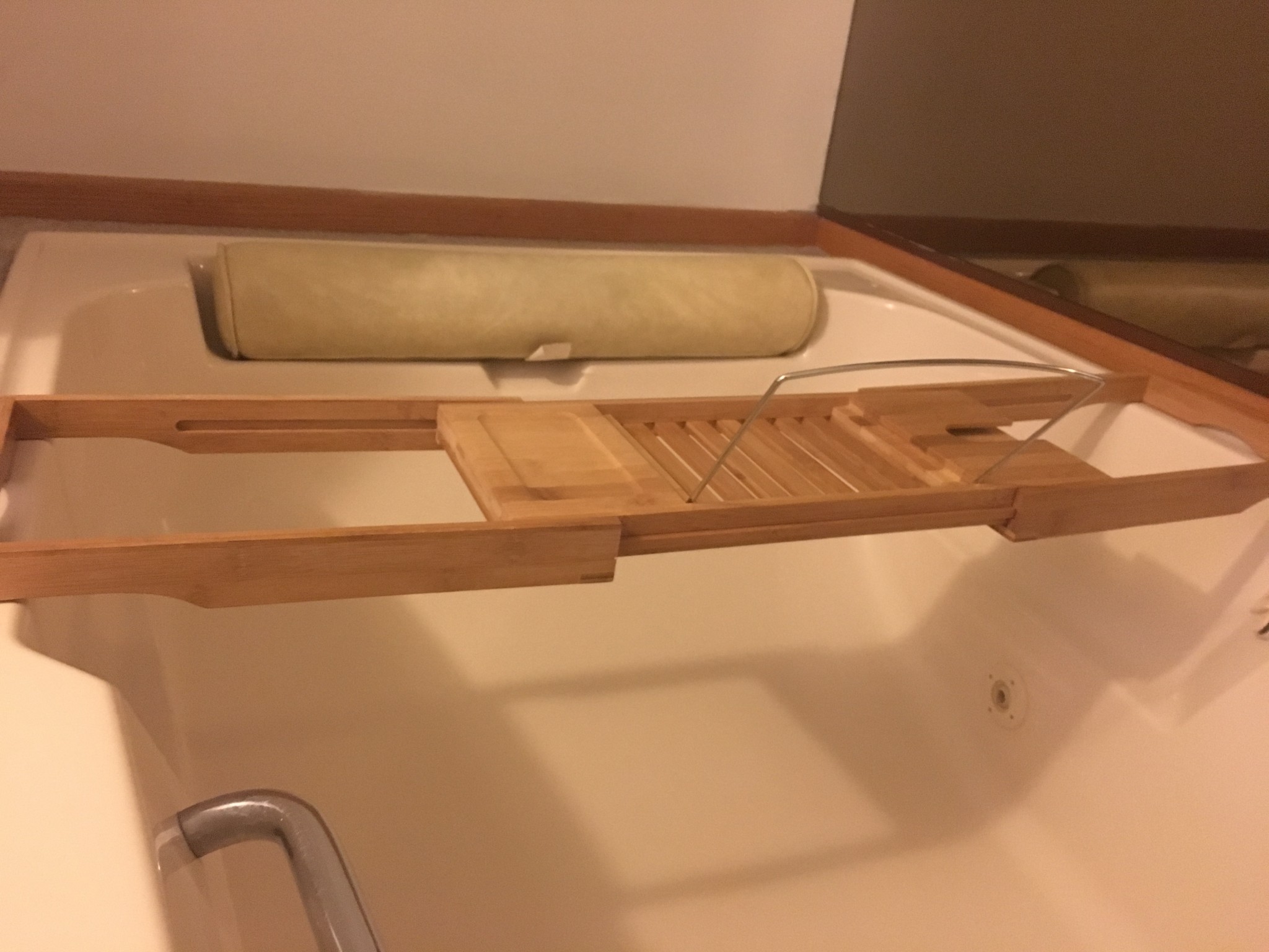 Bamboo Bathtub Spa Caddy Book Tablet Holder Extendable Sides