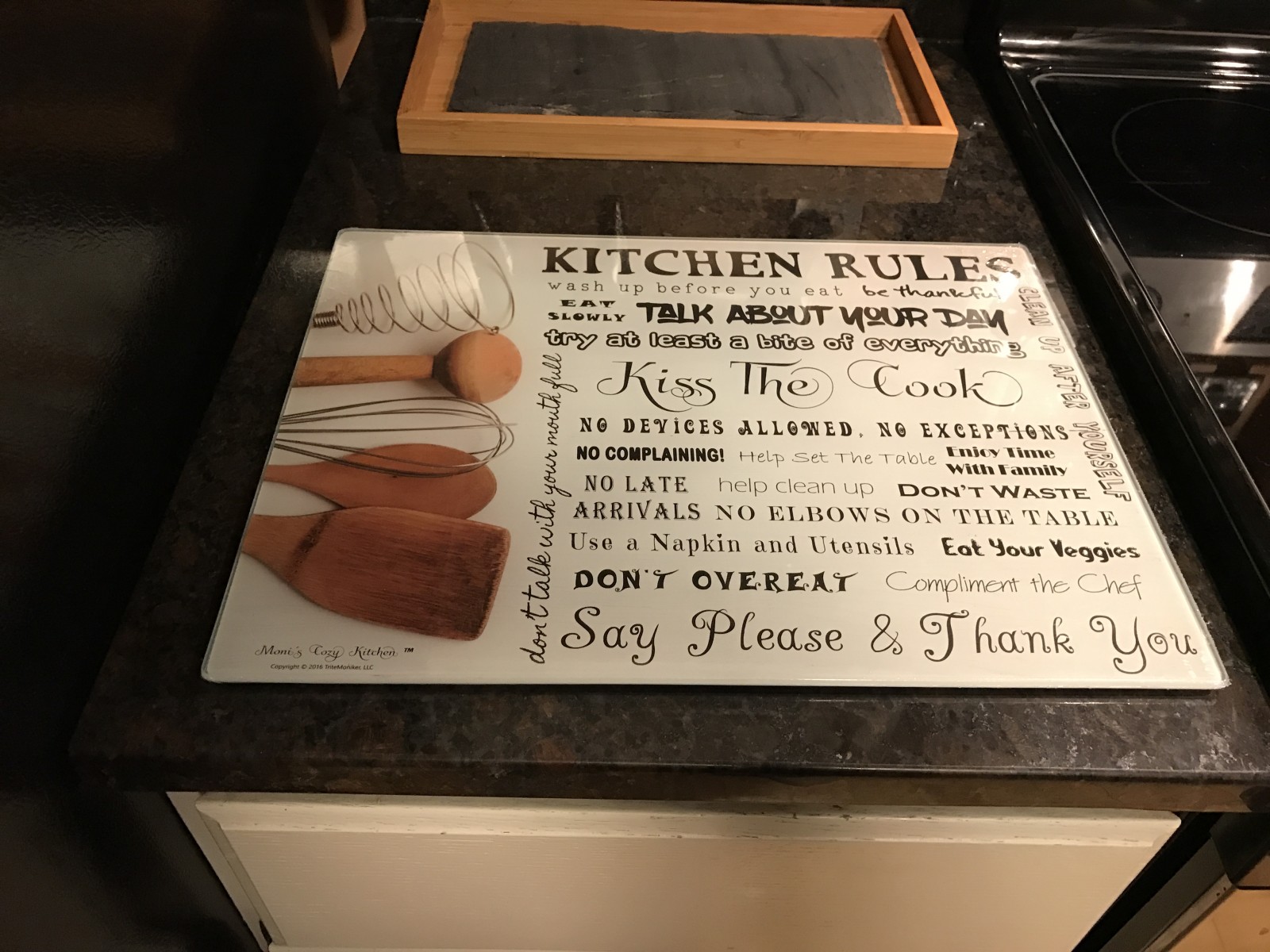 Adorable Glass Cutting Board Kitchen Rules