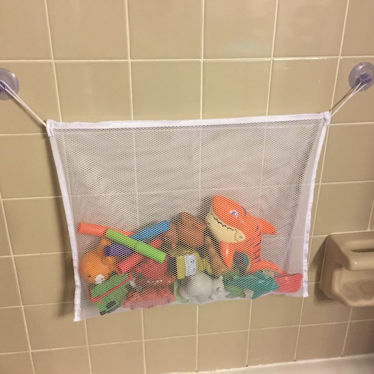 Mesh bag toy bathtub organizer – tub or shower